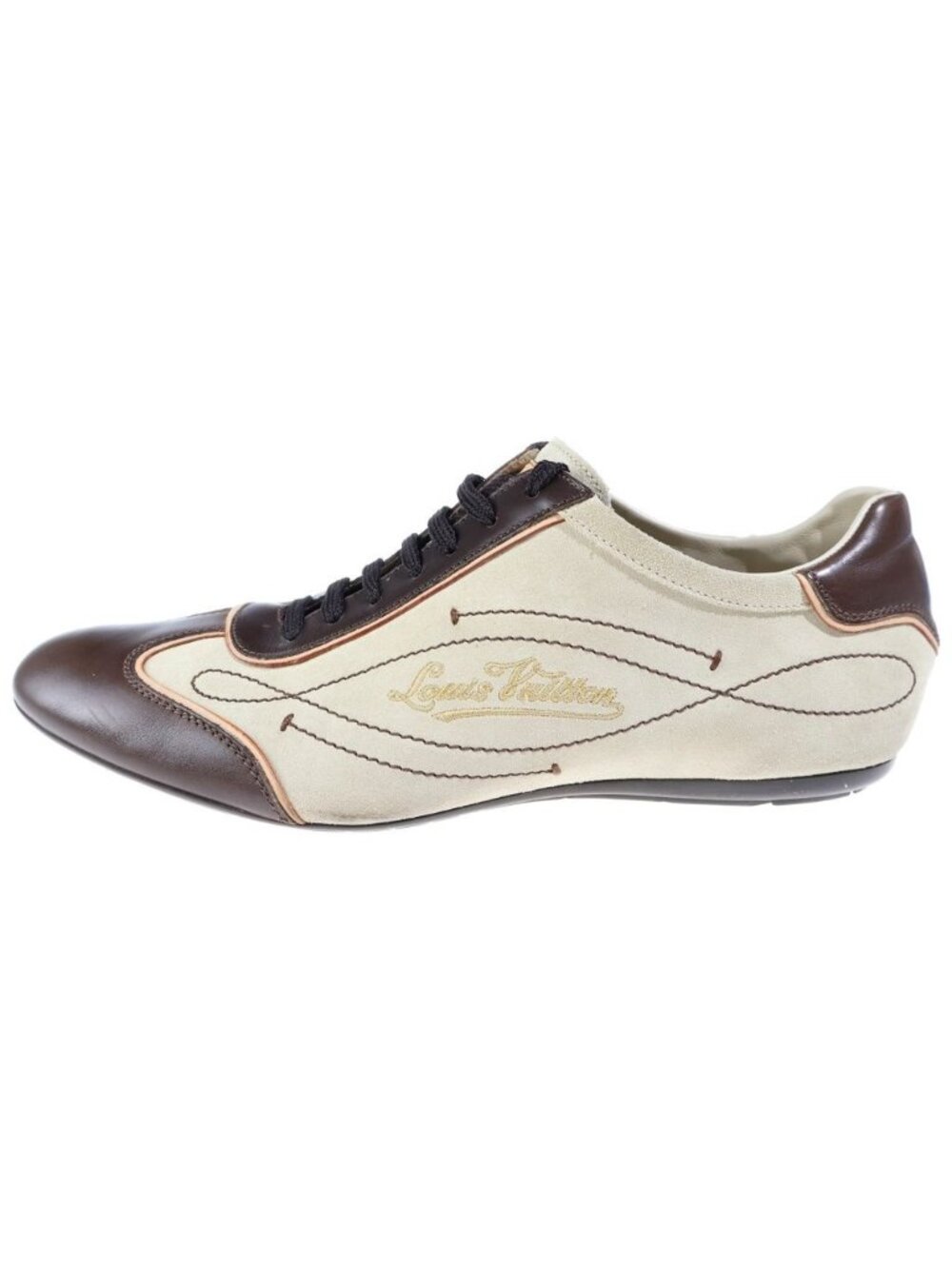 Louis Vuitton Logo Embroidery Lace-up Low-Top Sneakers Ivory Brown